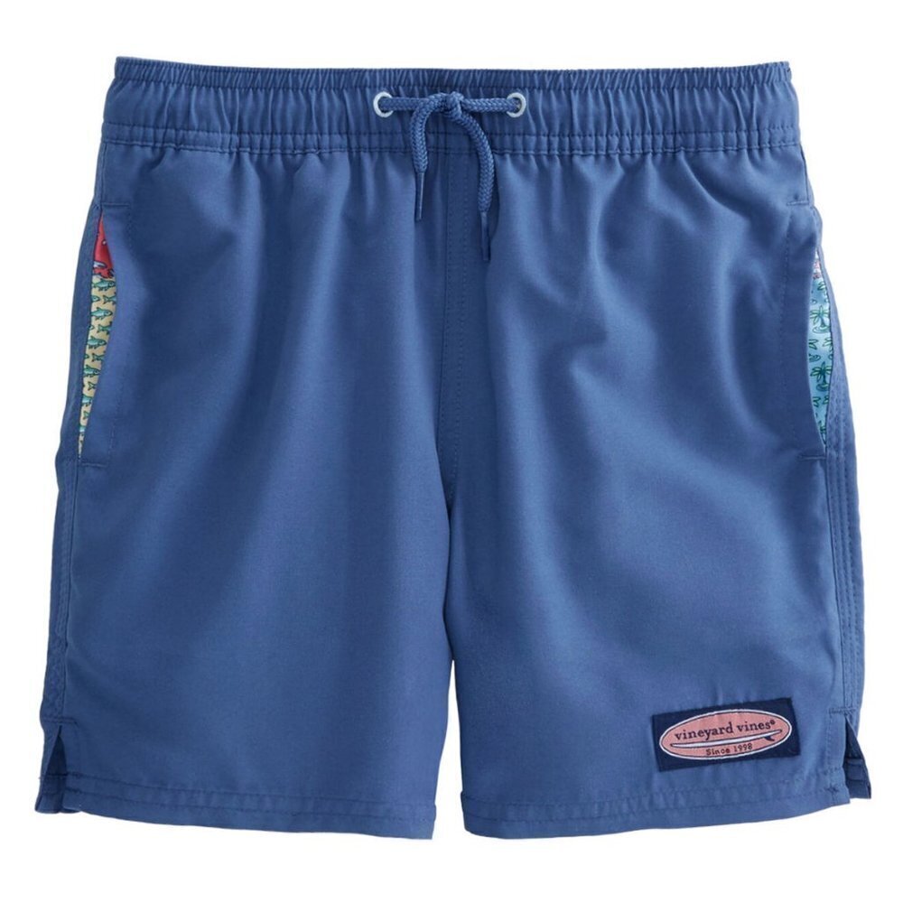 Vineyard Vines Boy's Patchwork Panel Chappy Swim Trunks - Size XL (18)